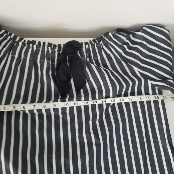 NWT J. Crew Off the Shoulder Bow Front Long Sleeve Blouse Size M Striped - Picture 11 of 14